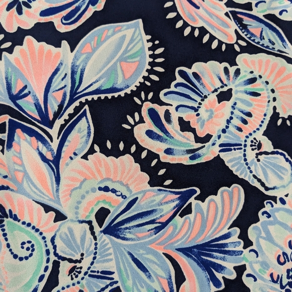 EUC! Lilly Pulitzer Florin Reversible Top High Tide Navy Holy Flockamolie Size S - Picture 3 of 14